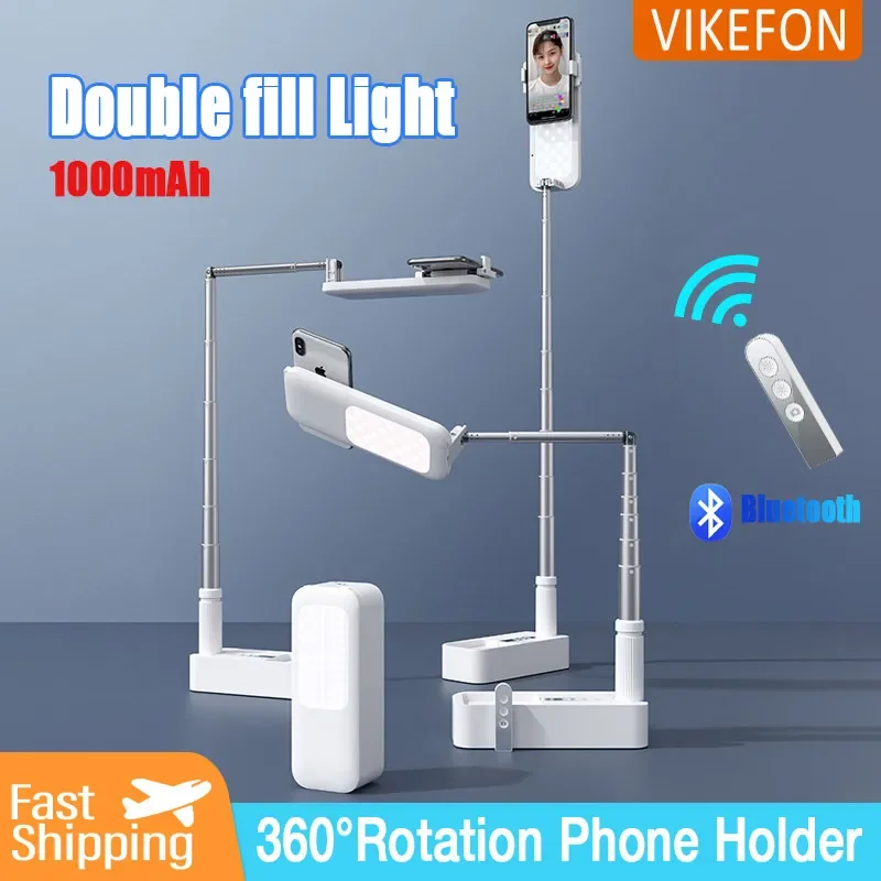 Multifunkčný držiak mobilných telefónov môže byť ohnutý a teleskopický s bluetooth diaľkovým ovládaním.
