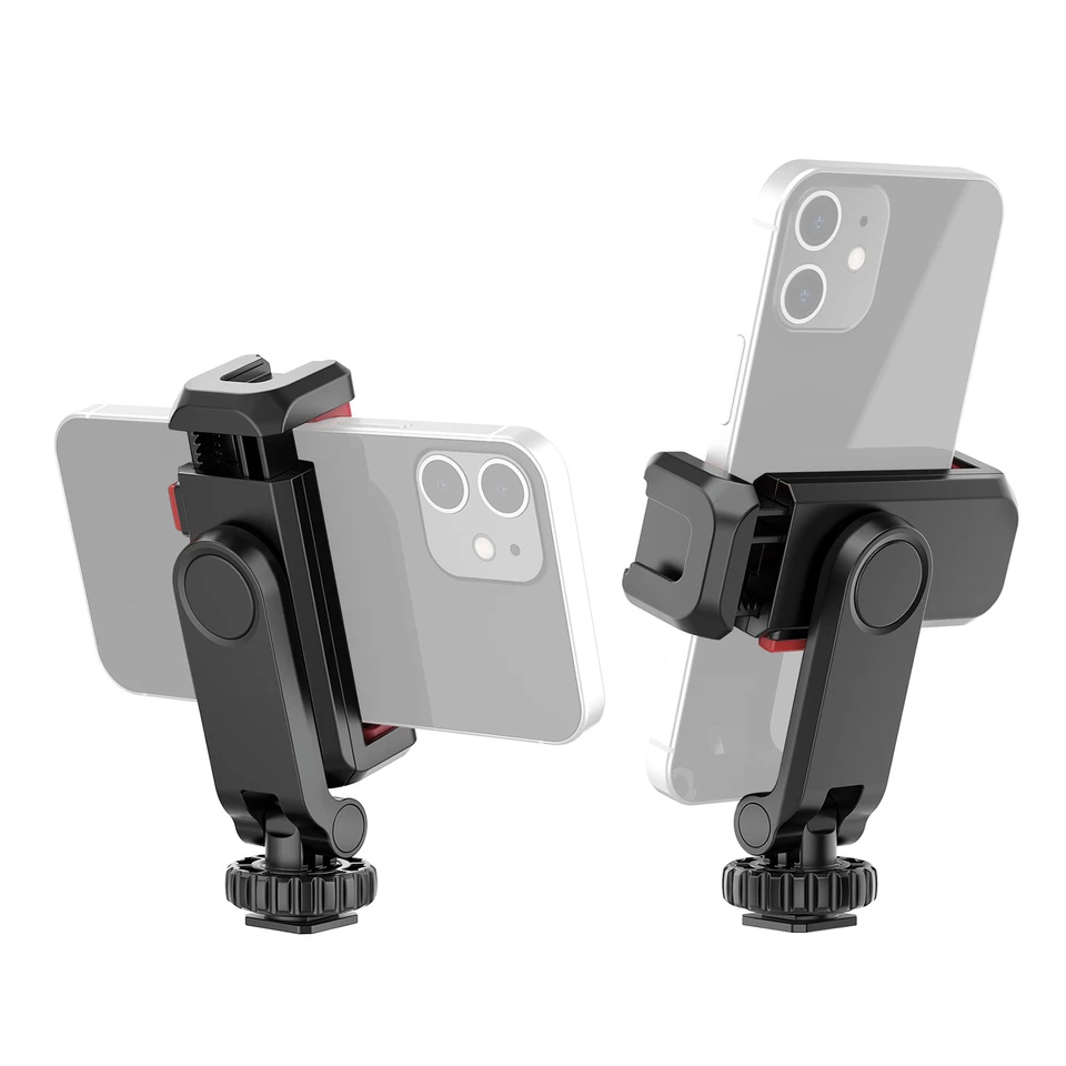 Multifunkčný držiak telefónu Mount Mount 360 ° Rotatovateľná s dvojitými držiakmi topánok pre smartfón Vlog Selfie Live Streaming