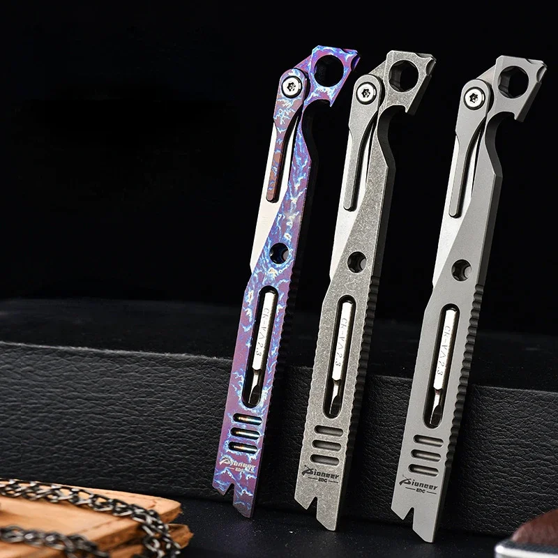 Multifunkčný gadget EDC TC4 Titanium zliatiny CORBAR OUTDORODOU SUBODELÁRNE SLEDOVANIE SLEDOVANIE PRY BAR KAMPING FIRTY OTVORENIE LOOP