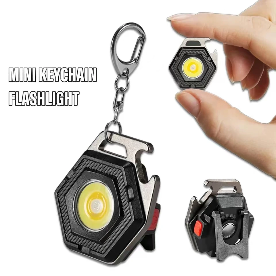 Multifunkčný mini baterka Keychain Strong Magnet Work Work Light USB Nabíjateľná vonkajšia vodotesná kemping núdzová situácia