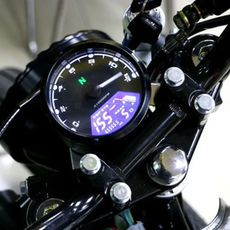 Multifunkčný motocykel LCD KMH/MPH digitálny tachometer Tachometer pretekárov pre pretekár Honda Yamaha Suzuki Kawasaki Cafe Racer