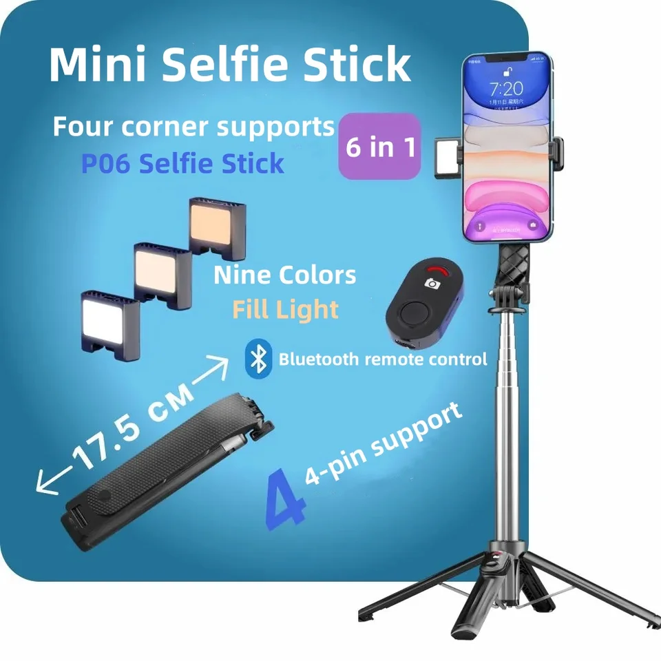 Multifunkčný selfie palica Tripod 1,05M Teleskopický držiak mobilných telefónov s diaľkovým ovládaním Bluetooth pre držiak Android iPhone