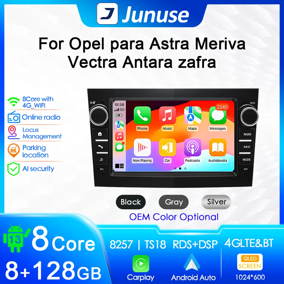 Multimediálny hráč JUNUSE pre Opel Vauxhall Astra Antara Meriva Vivaro Combo Combo Signum Vectra Corsa Wireless CarPlay Auto GPS BT BT