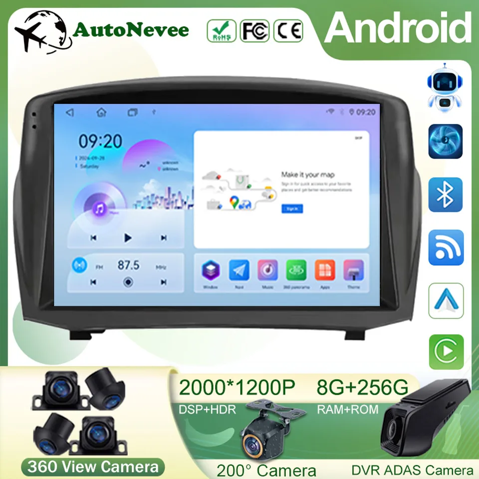 Multimédiá pre Android pre Ford Fiesta Mk 6 2008 - 2019 Car Stereo CPU Radio Qled Player Navigation Carplay Auto HDR 5G Dash WiFi BT
