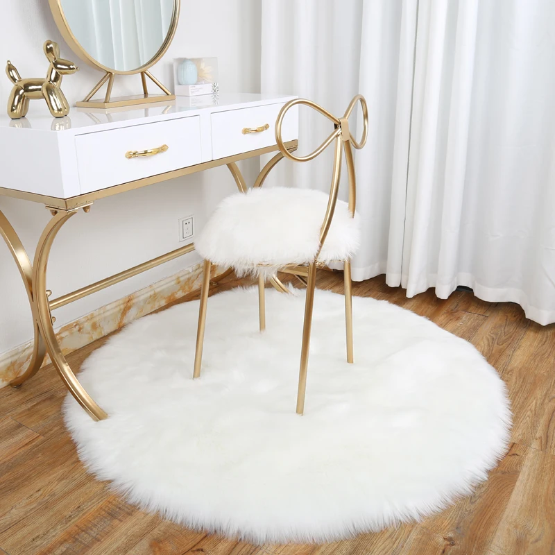 Muzzi-Round White Faux Kožušinové koberce, koberce pre dom, obývaciu izbu, Halloween, Corona Decotion, Area Coute