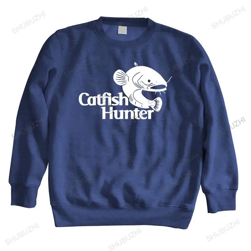 Muž Crew Neck Hoodie Men Jeseň Mikina Čierna kapucňa Catfish Hunter Tlač značky ruka