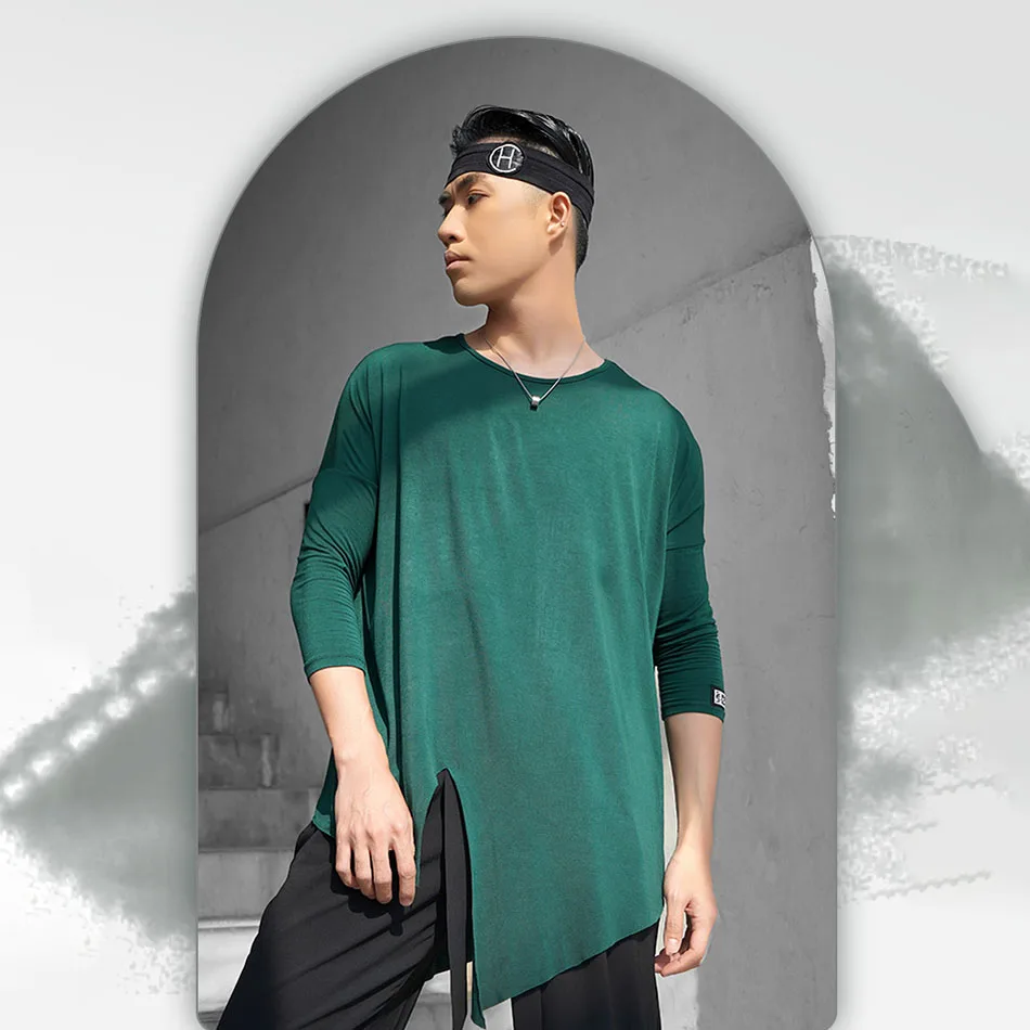 Muž Latinský tanečný tričko Round Neck Men Dance košeľa Ballroom Latinské tanečné oblečenie Profesionálna súťaž Dancewear L180601