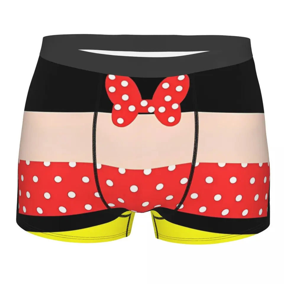 Muž Mickey Cartoon Mini myš boxer briefs šortky nohavičky Polyester spodná bielizeň homme humor s-xxl dlhé spodky