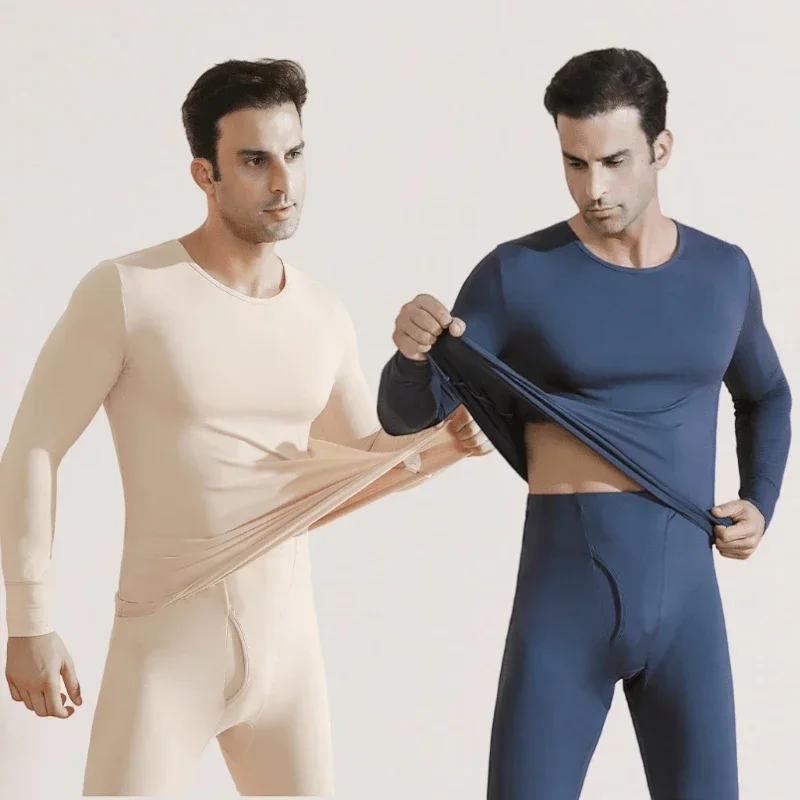 Muž zimné tepelné spodné prádlo plus zamatové zosilnené dlhé johns fleece udržiavajte teplé spodné prádlo plus veľkosť sexy pyžamy set Homewear