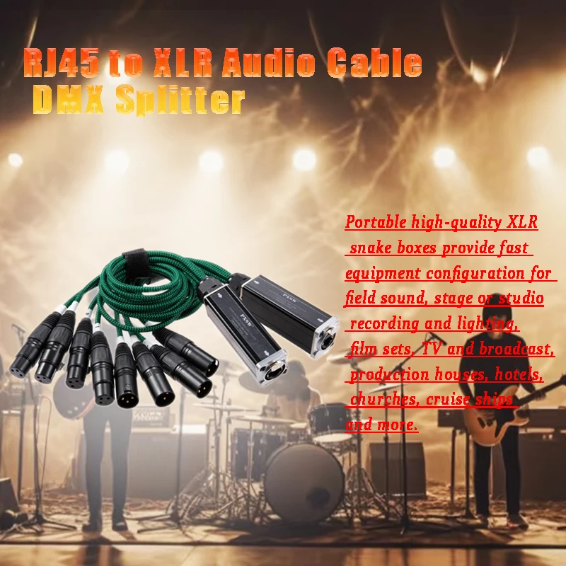 Muž+žena 1pair rj45 až XLR Audio Cable DMX Splitter pre predĺženie hadích káblových sietí na základe nahrávania javiska alebo štúdia