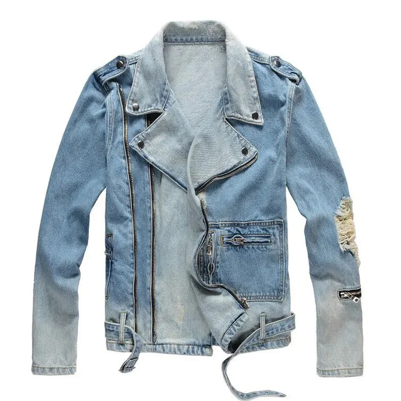 Muži denim bunda Multi Zipper Punk Motocycle v štýle džíns