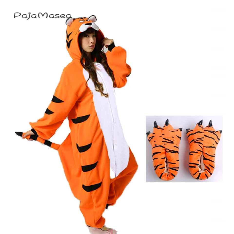 Muži dospelí bengálsky tiger jamy karikatúra spojená s pyžamom na hranie rolí zvierat Cosplay kostým na halloween mýval kigurumi