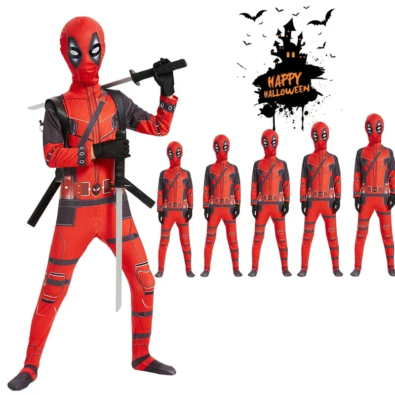 Muži Dámske detské maska ​​obleky kombinézy mlieko hodvábok Deadpool Cosplay Cosplay Bodysuit priedušný superhrdina Halloween kostým dieťa Mn3