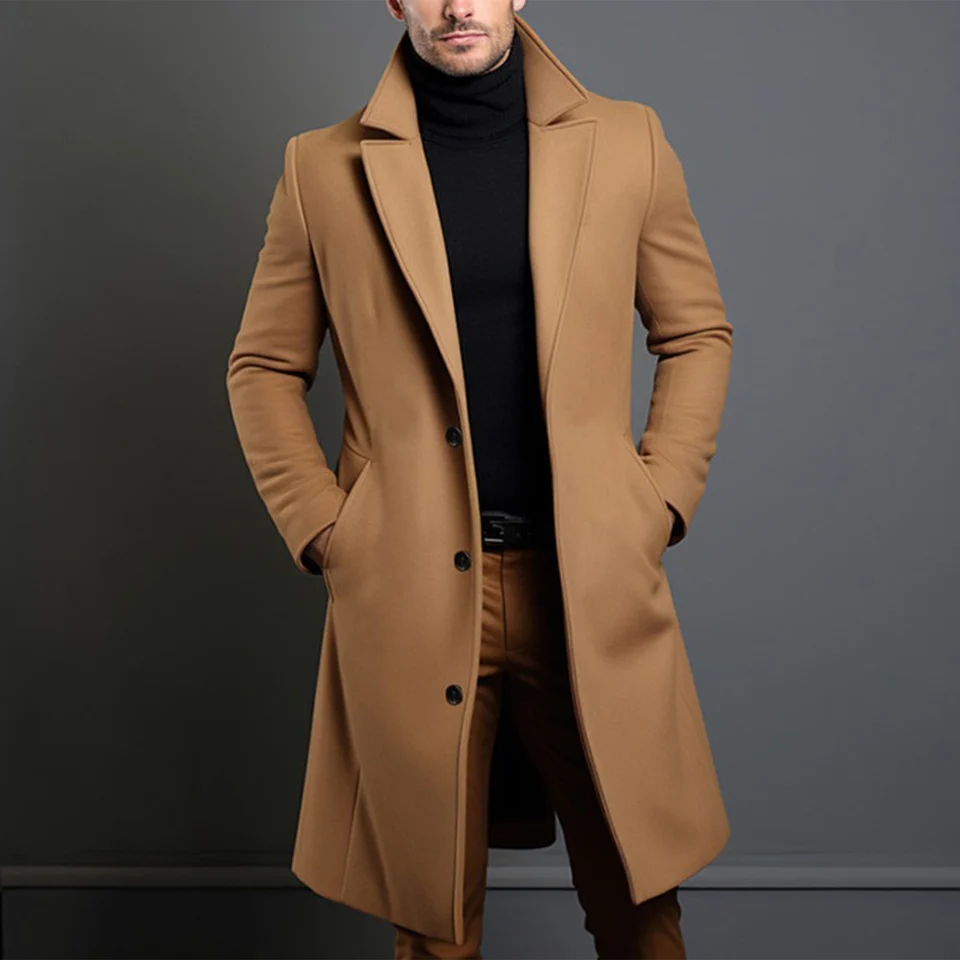 Muži Elegantné dlhé priekopy s okršenou jednostranným vetrom odolným zákopom pre zhodné topánky na sveter