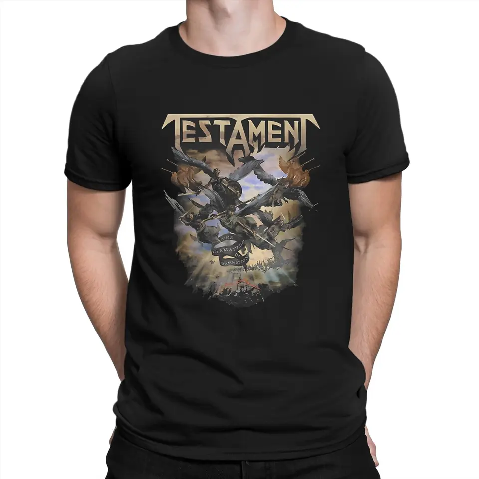 Muži elektrické koruny tričká Testament Pure Cotton Clothing Vintage krátky rukáv o krk tričko narodeniny prítomné tričko
