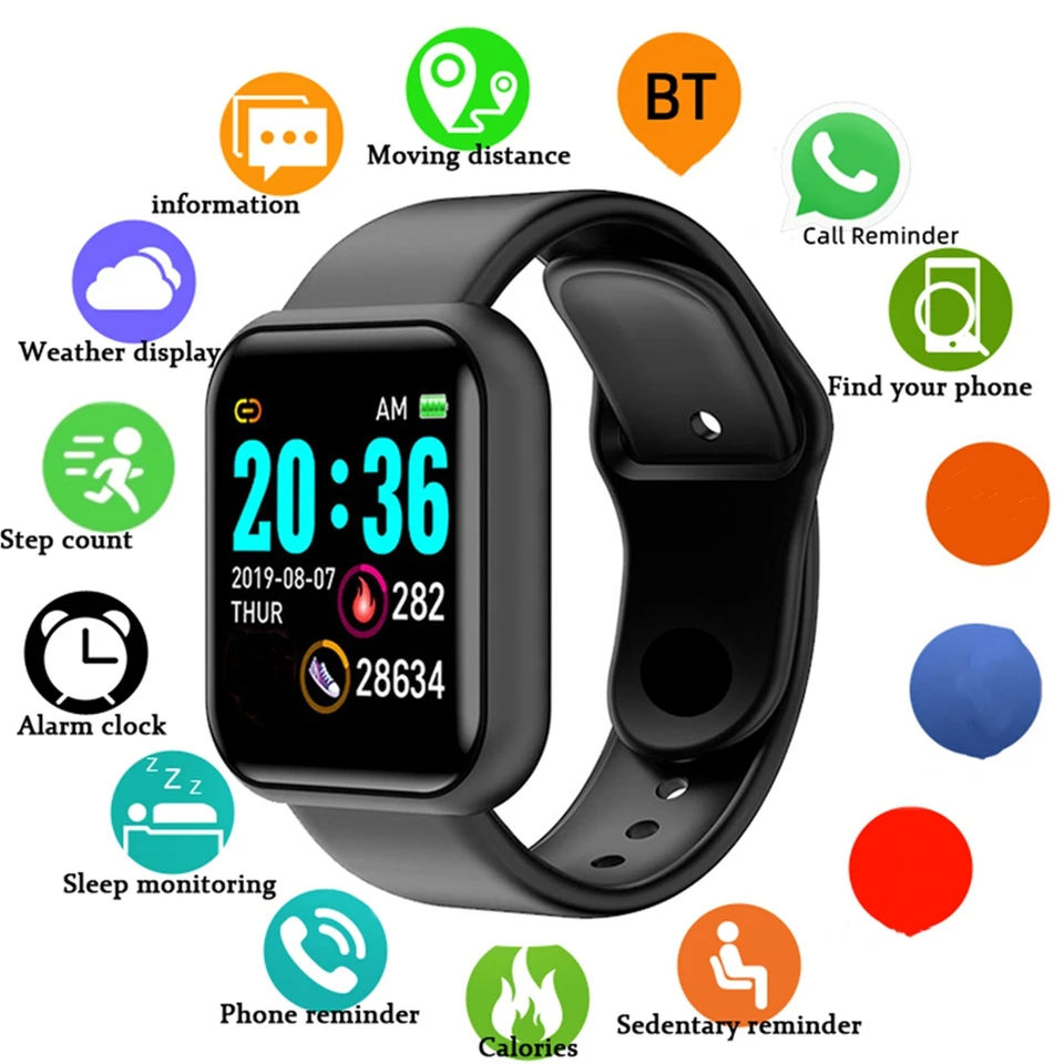 Muži inteligentné hodinky farebná obrazovka Bluetooth žena fitness športový náramok zdravie spánok monitor elektronické hodiny Kid