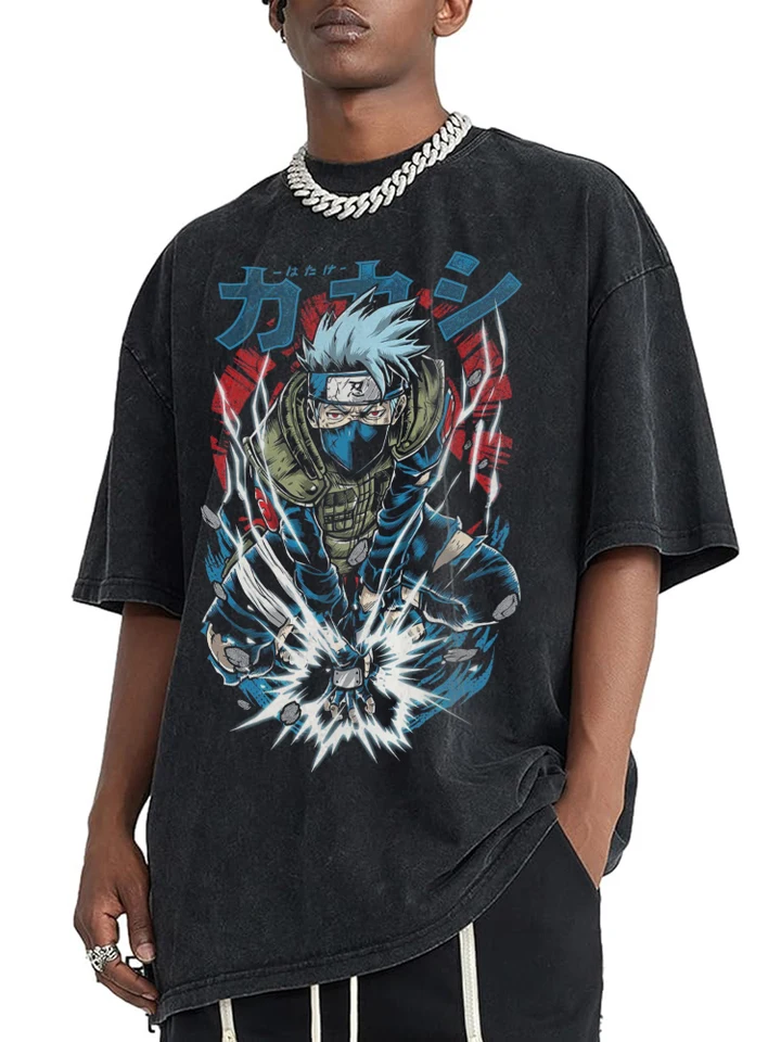 Muži japonsko Anime Kakashi Dtg tlač vintage 100% bavlnené tričko letné príležitostné vrcholy TEE Nadmerné plus veľké oblečenie Dámske tričko