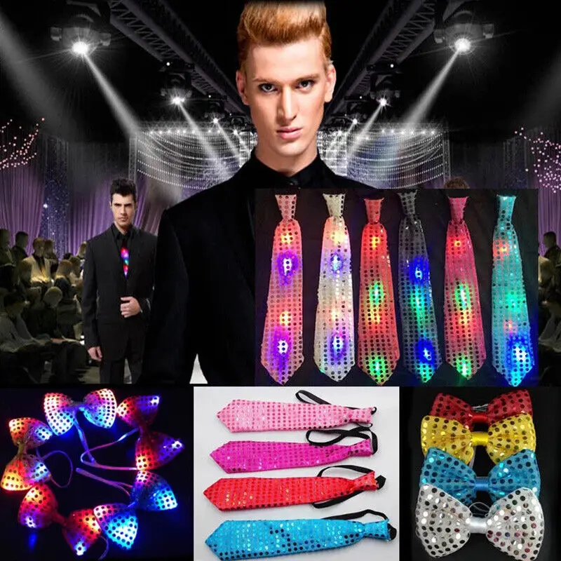 Muži LED GLOWALE TIE BOWKONT KONTÁCIE SVETLIVÉ FILSKY Blikajúce kravata na narodeniny svadba vianočné Halloween Cosplay Party Decor