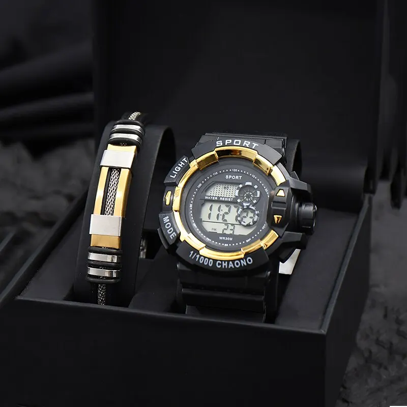 Muži luxusné elektronické hodinky Luminous Fashion Sport Titanium Oceľový náramok hodinky pre mužské kalendárne Dieňové hodiny