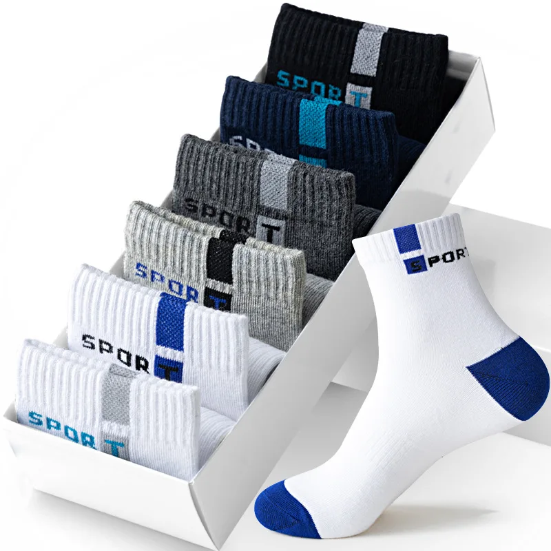Muži módne bavlnené športové ponožky List strednej trubice priedušné mäkké tenisky High Elastic ponožková uterák Sox leto bežec