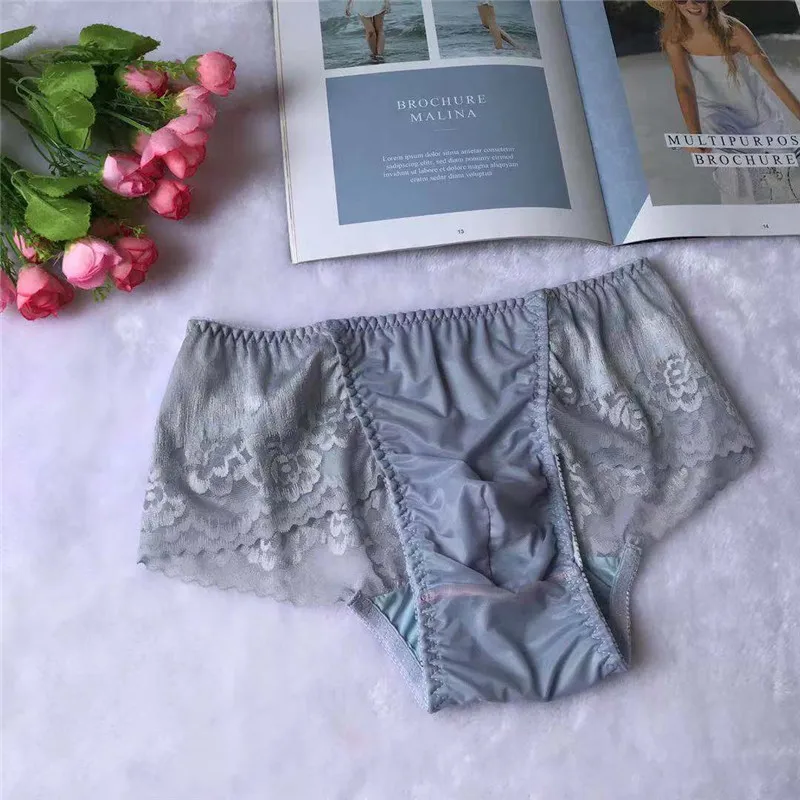 Muži nohavičky čipky Mužské spodné prádlo čipky Sexy muži spodná bielizeň Muži Pohodlné kvetinové tlače spodky Ropa interiér hombre briefs