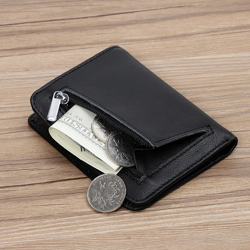 Muži peňaženka Mini Originálne kožené štíhle krátke peňaženky unisex Soft peňažné peňažné klip Klip mužského karty držiteľ banka Kredit