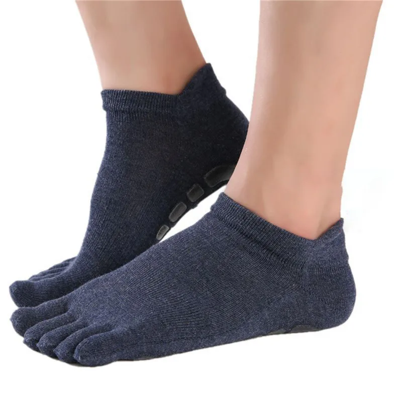 Muži priedušné ponožky Pilates Proti-Slip Five Toe Yoga ponožky s rýchlym sušením bavlnených dám