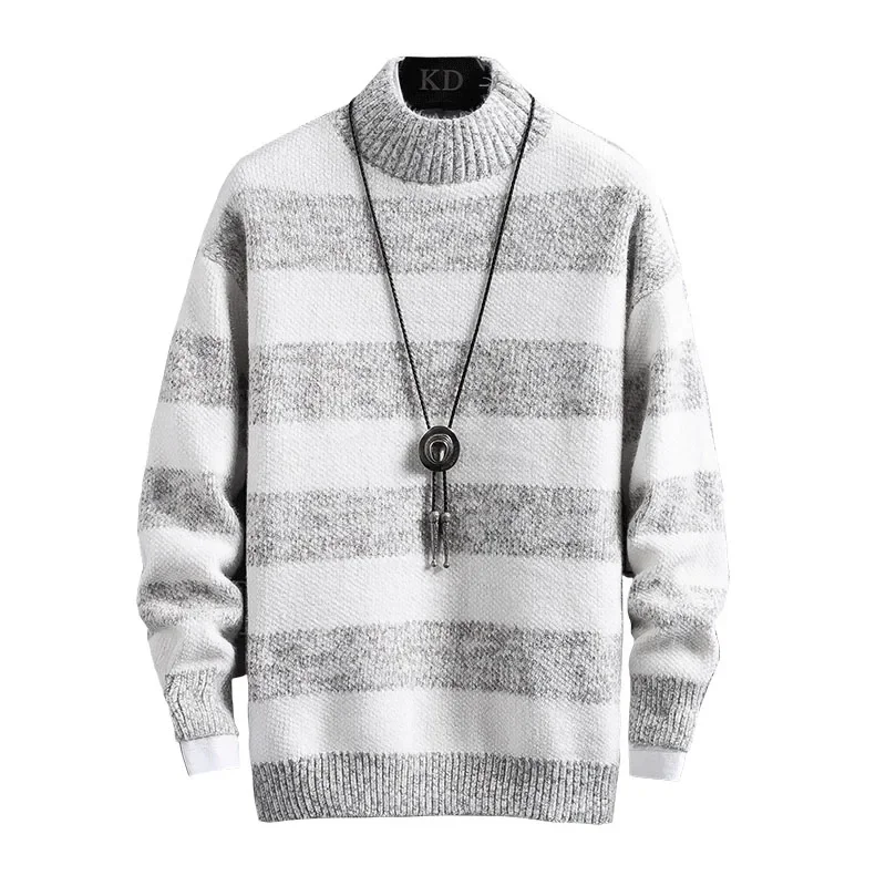 Muži pruhované svetre 2025 Muži pletené skoky Žena Pullover posádka krk harajuku mikina jesenná módna módna hiphop streetwear sveter