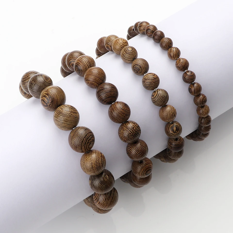 Muži prírodné drevené budhistické buddhy korálky náramky Elastické lano Ženy modlitba reiki Buddha náramky milenca
