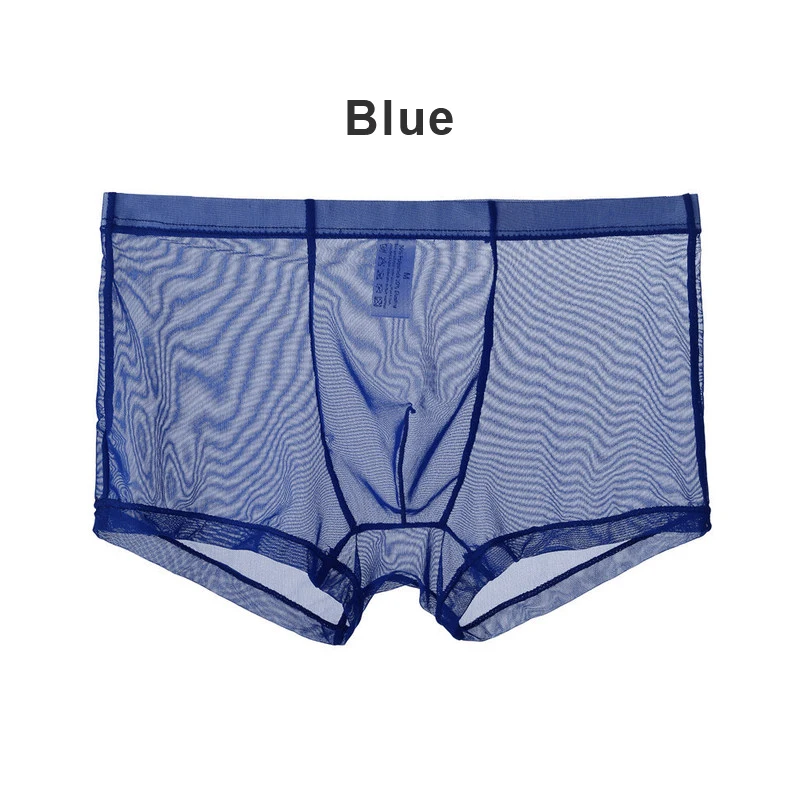 Muži sexy priehľadné sieťové boxerky stredné pásové boxery vidia cez ultra tenké erotické vyduté nohavičky