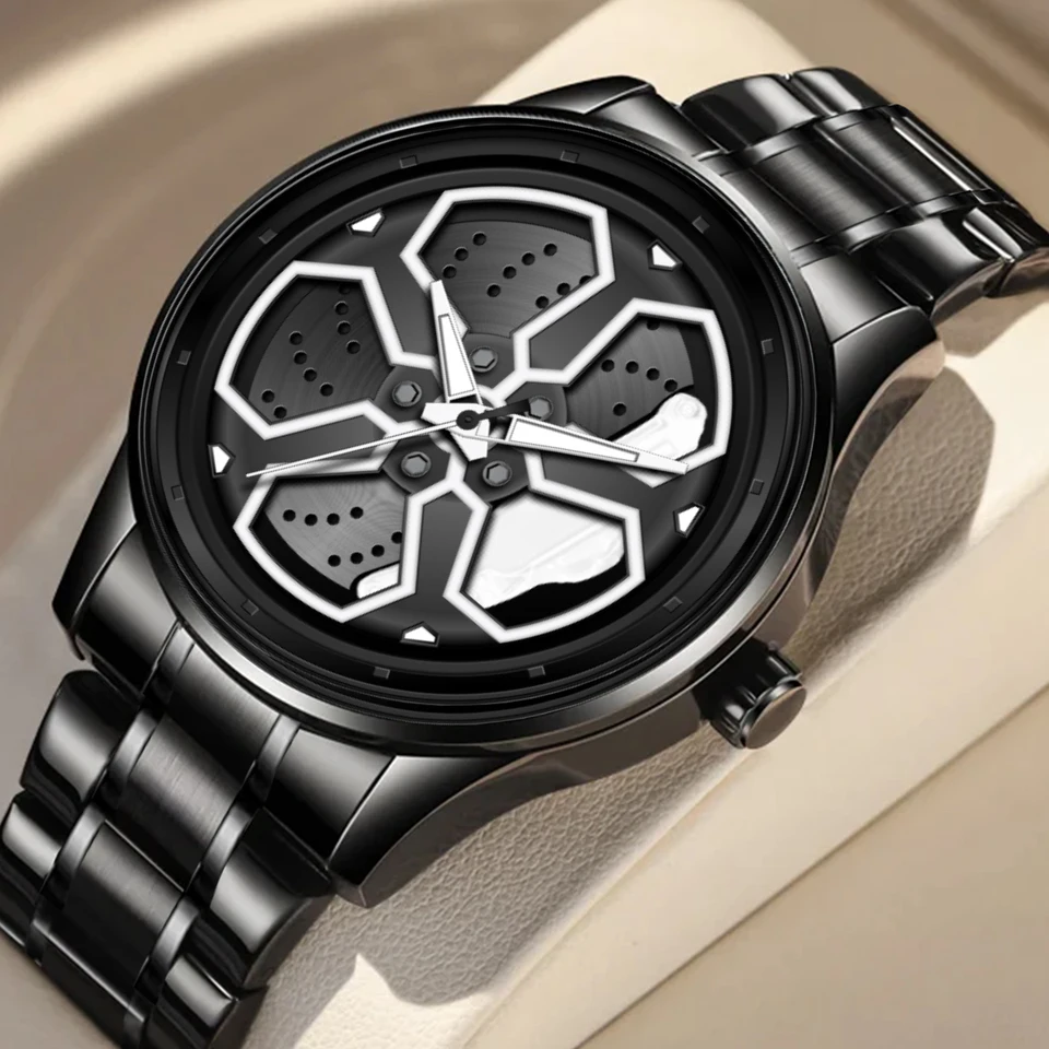 Muži sledujú športový štýl Mi Car Watch Fashion o rotujúci číselník Quartz pohyb 3bar nepremokavý čierny muž hodiny relogios maskulino