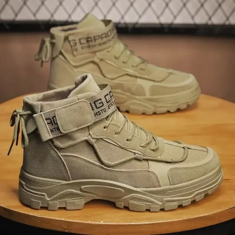 Muži topánky taktické bojové topánky pre mužov Vonkajšie turistické zimné topánky Svetlo No Slip Men Desert členkové topánky boots bota