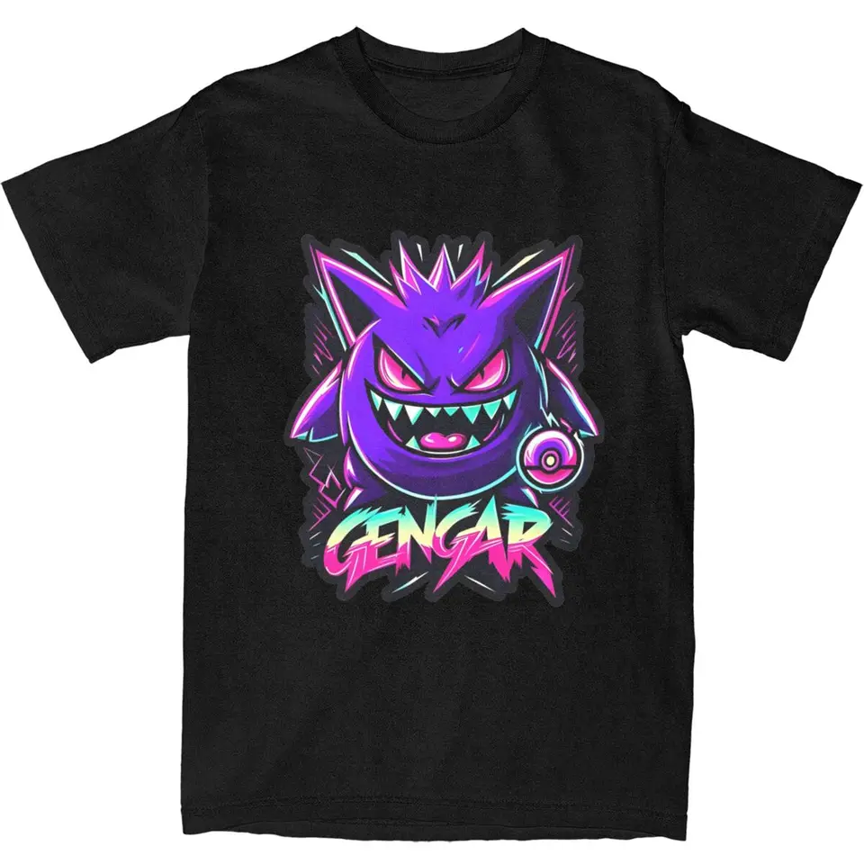Muži tričká Pokémon Gengar Tričká Harajuku letné odpaliská y2k retro uvoľnené 100% bavlnené vrcholy plus veľkosť 6xl
