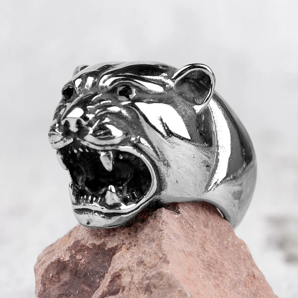 Muži z nehrdzavejúcej ocele prstene Leopard Animal Punk Rock Hiphop Osobnosť pre cyklista mužský priateľ šperky kreativita darček