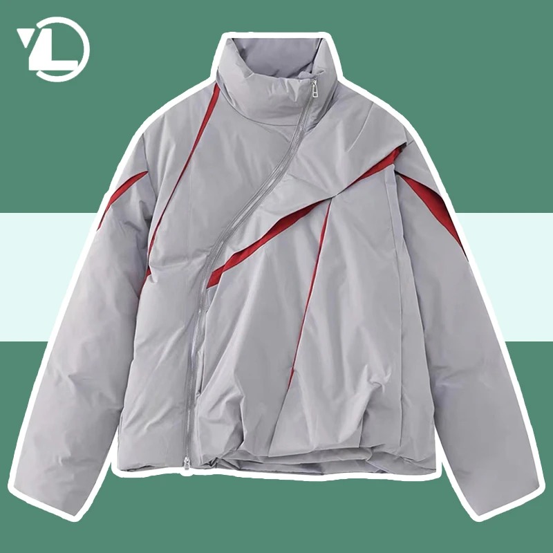 Muži zimné pufer kabát American zahustená patchwork rezanie dizajnu voľná parka Kórea žena hip hop módne módne teplé bublinové kabát unisex