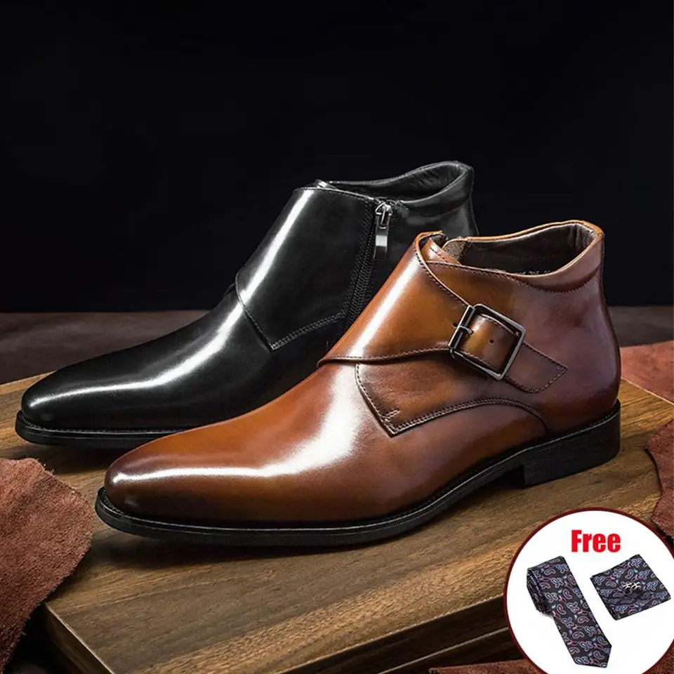 Muži zimné topánky Chelsea Originálne kožené pánske platforma Brogue Casual Absold Ploché topánky