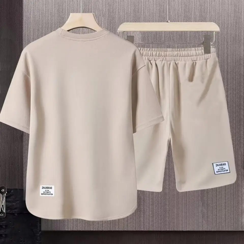 Muži Športové tričko Tričko Postavené voľné krátky rukáv Rukáv Ruka na ľadové hodvábne tričká Set Men Sport Top Shorts