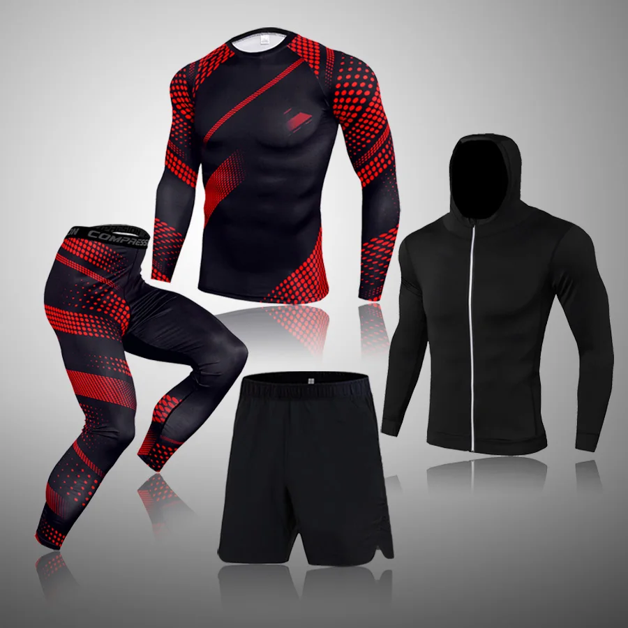 Muži športového oblečenia Športové obleky Rýchle suché bežecké súpravy oblečenie športových joggerov výcvik telocvične Fitness Tracketsuits