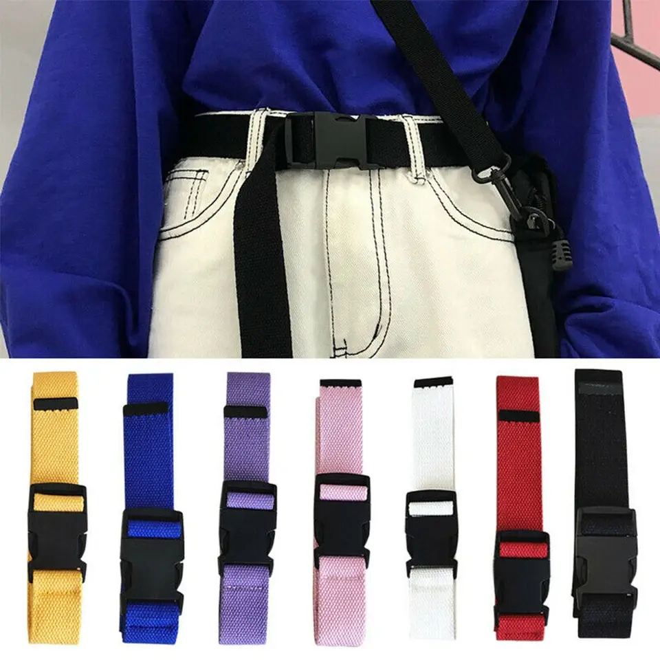 Muži Ženy Nylonové príslušenstvo Vintage plátno pásový pás Canvas Belt Nastaviteľný opasok Plastová pracka