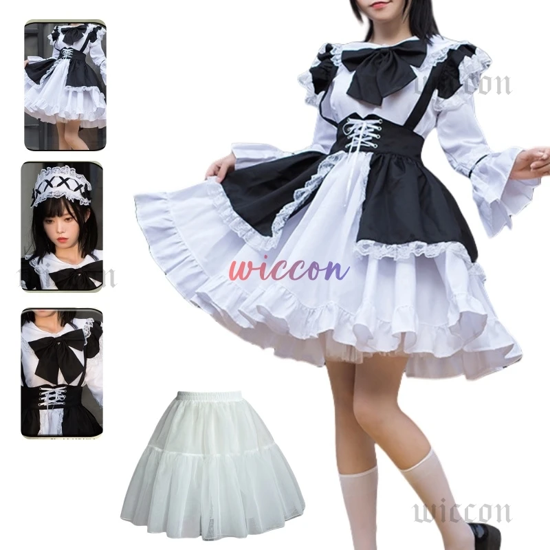 Muži ženy slúžka Cosplay kostým outfit anime sexy čierne biele šaty