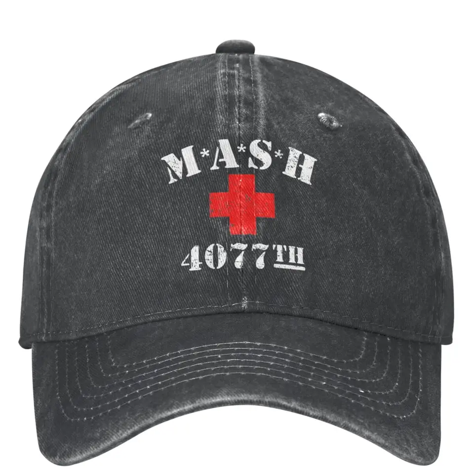 Muži žien Mash 4077 4077. televízny seriál Baseball Caps Vintage Zúfalé umyté pokrývky hlavy nastaviteľné