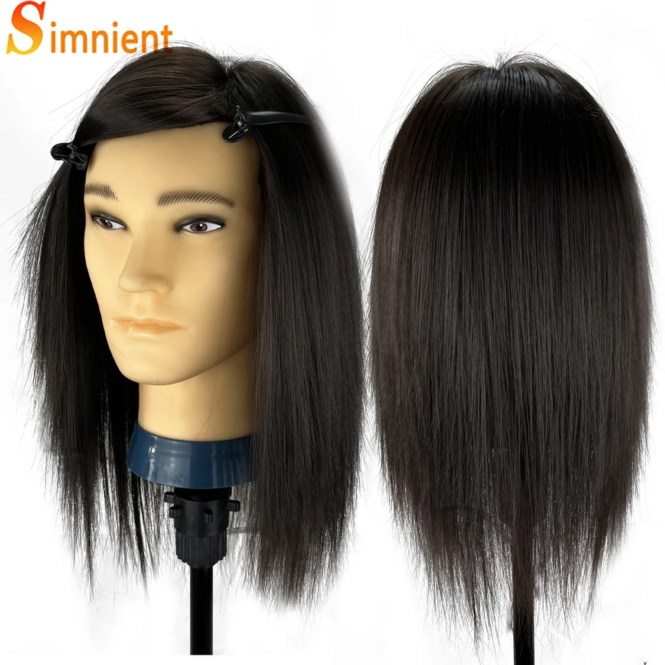 Mužská figurína hlavy so 100%syntetickými vláknami Hair Cosmetology Manikin hlava na rezanie štýlu s hlavou bábiky na styling vlasov