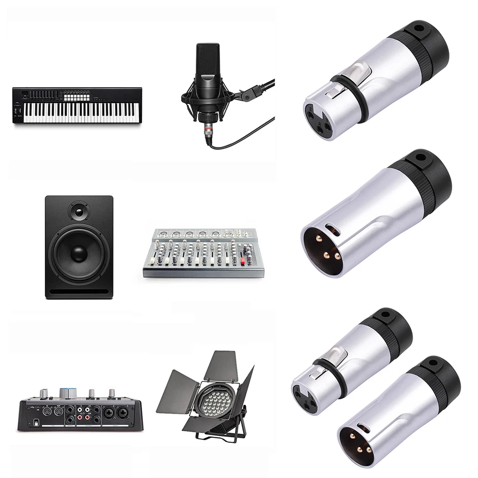 Mužský/ženský kompaktný XLR Mikrofónový spájkovací adaptér nastaviteľný 90 ° pravý uhol XLR Audio zástrč