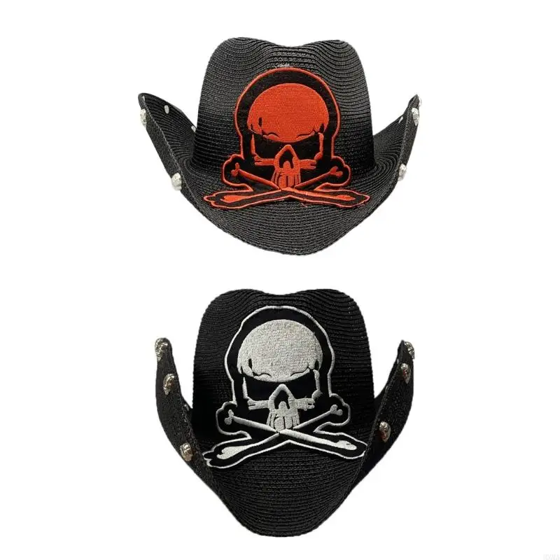 Mxma unisex kovboj klobúk klobúk výšivka lebky decors klobúk kovbojský klobúk pre slnko odolný