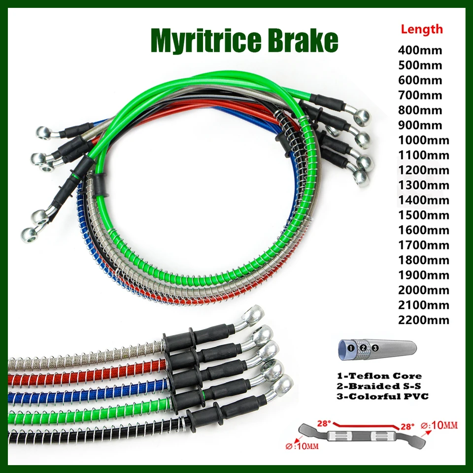 MyRitrice 10 mm 28 ° 28 ° Fit pre Kawasaki ER-6N Z H2 Z125 PRO W650 W800 PIPE LINE LINE OCELNÁ BRZDA HADICA HODA HYDRAULICKÝ BANJO