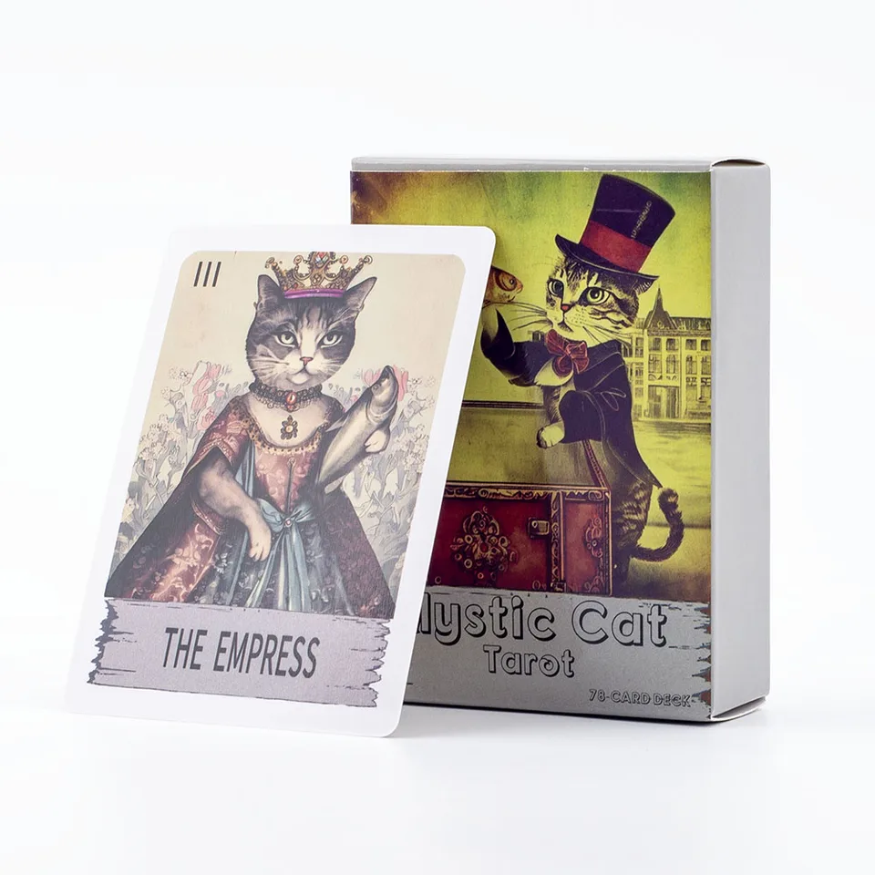 Mystic Cat Tarot English verzia 78 paluba karty 8.9*6,4 cm Vulzujúce ľahké šťastné rozprávanie o veštecej doske hranie hier