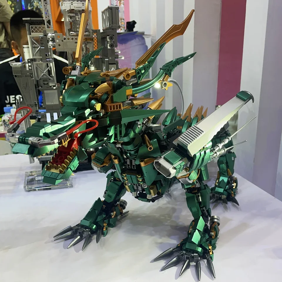 Myšlienky seriálu Mechanical Dragon Building Block Creative Expert Mythical Green Dragon Model Hračky pre chlapec Vianočný darček MOC