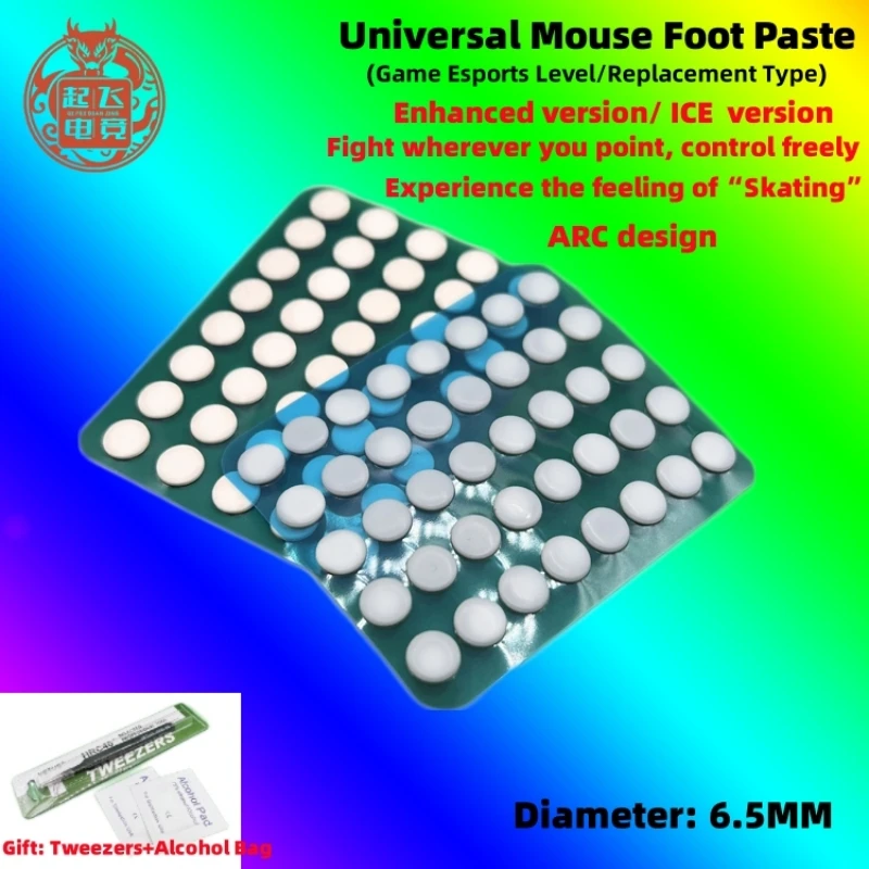 Myšové nohy korčule Univerzálne kruhové 6,5 mm priemer PTFE Mouse Sticker DIY myši kĺzanie nohy