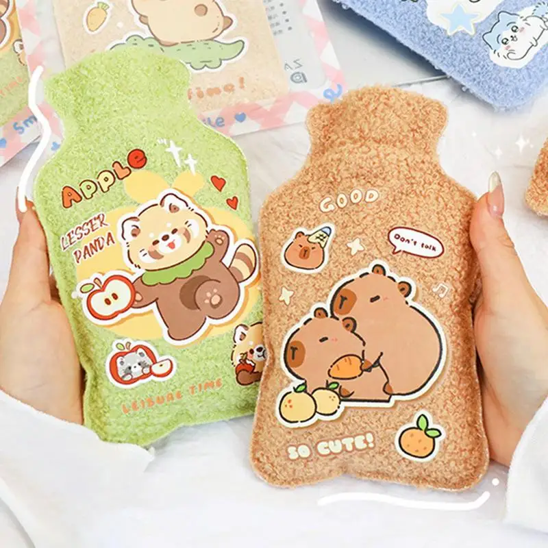 Mäkká horúca voda fľaša zimná ruka teplá roztomilá fľaša na vodu kawaii pre dievčatá prenosný pás ručný posteľ Teplé fľaše