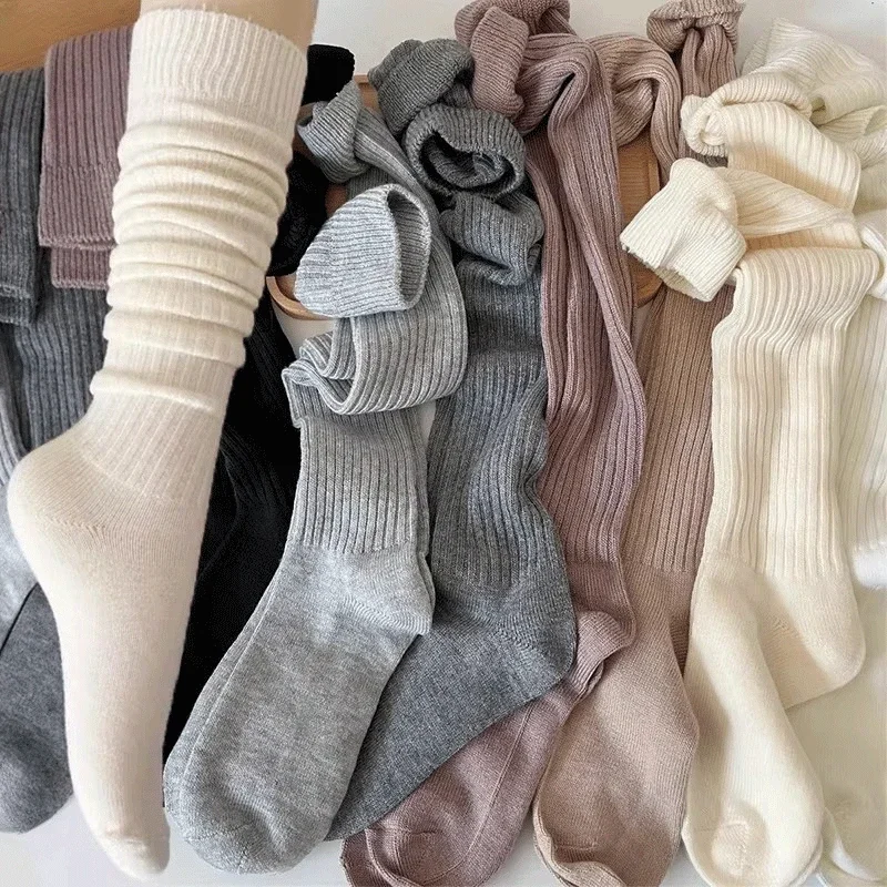 Mäkká vlna dlhé ponožky Ženy Jeseň zimná zimná kašmítka pevné pletené pančuchy chudé príležitostné koleno High Fluffy teplé zahusťované dievčenské ponožky